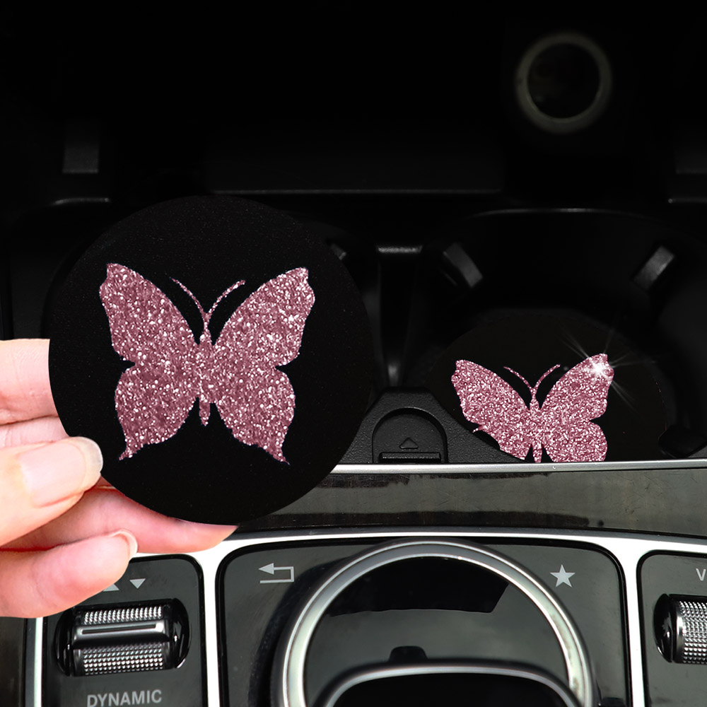 Car Accessories For Women - Два милых Розовых Бабочек, блестящие светильник,